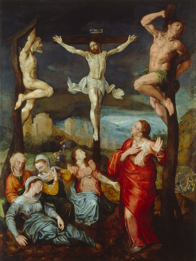 Olandese: Cristo in croce con Maria, Giovanni e Maria Maddalena da anonymous 