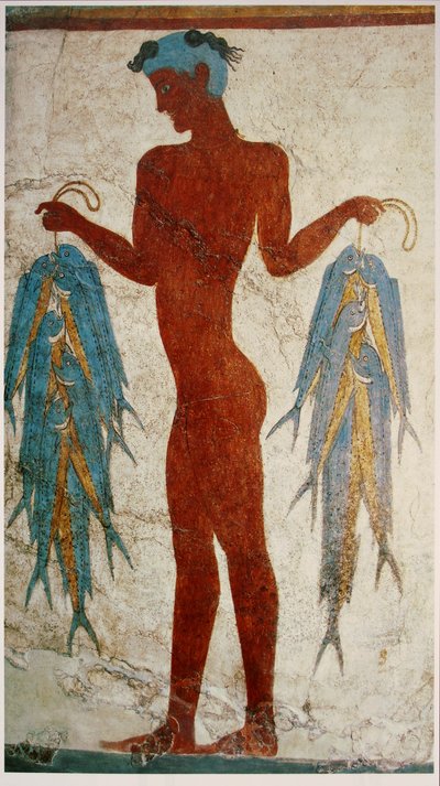Affresco di un pescatore con Coryphaena hippurus da anonymous 
