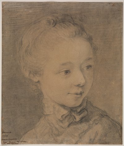 Testa di una giovane ragazza che si gira verso destra da attributed to François Hubert Drouais