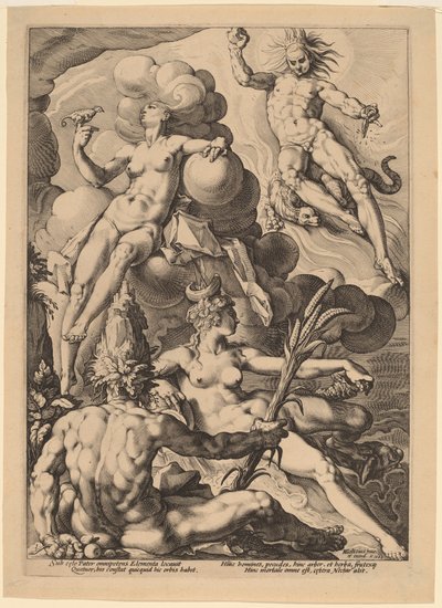 I quattro elementi da attributed to Jacob Matham, after Hendrick Goltzius