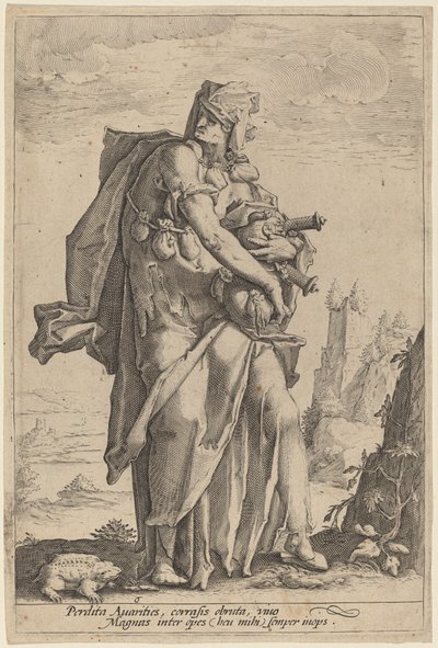 Avarizia da attributed to Jacob Matham, after Hendrik Goltzius