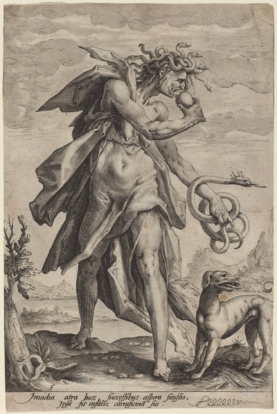 Invidia da attributed to Jacob Matham, after Hendrik Goltzius