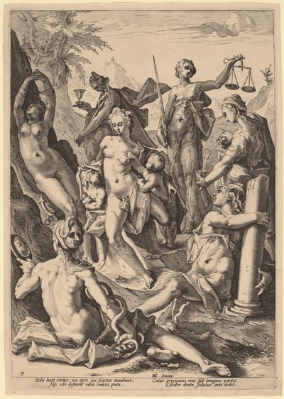 Le sette virtù da attributed to Jacob Matham, after Hendrik Goltzius