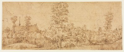 Alberi davanti a un villaggio da attributed to Jan Lievens