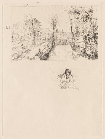 Paesaggio con ponte e bambino da attributed to Jean Louis Richter