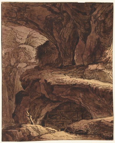Paesaggio Roccioso con una Cappella nella Grotta da attributed to Johann Martin von Rohoden