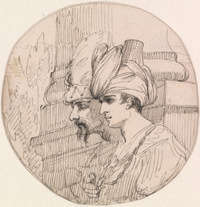 Due Teste in un Tondo da attributed to John Hamilton Mortimer