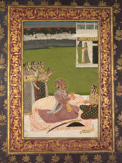 Ritratto del Maharaja Savant Singh con Consorte, Bani Thani da attributed to Nihal Chand