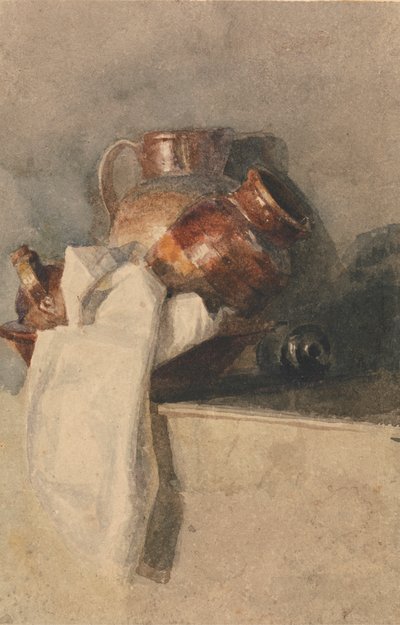 Natura morta con brocche su uno scaffale da attributed to Peter DeWint