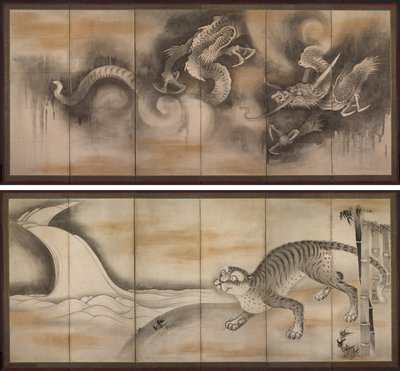 Drago e tigre da attributed to Soga Nichokuan