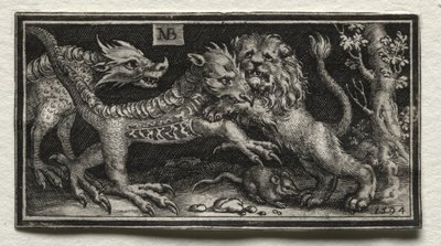 Leone che combatte due bestie da attributed to Tobias Stimmer