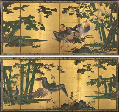 Pavoni e fenici da attributed to Tosa Mitsuyoshi