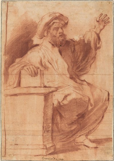 Profeta seduto da called Guercino Follower of Giovanni Francesco Barbieri