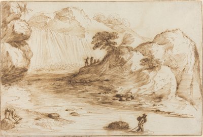 Paesaggio con cascata da called Guercino Giovanni Francesco Barbieri