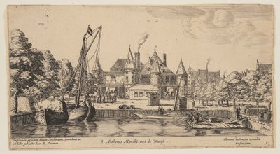 S. Anthonis Marckt met de Waegh, da Vedute di Amsterdam da called Zeeman Reinier Nooms