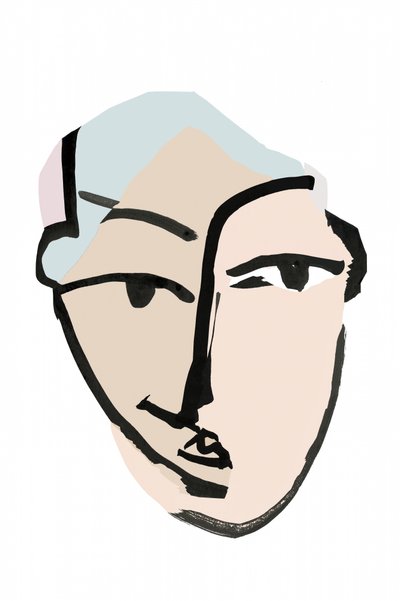 Volto contemplativo astratto da cartissi