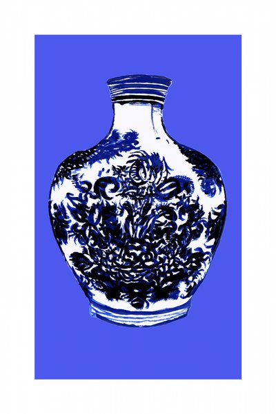 Vaso blu e bianco da cartissi