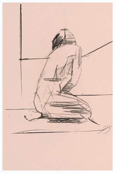 Figura contemplativa inginocchiata da cartissi