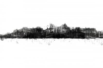 Silhouette monocromatica della città da cartissi