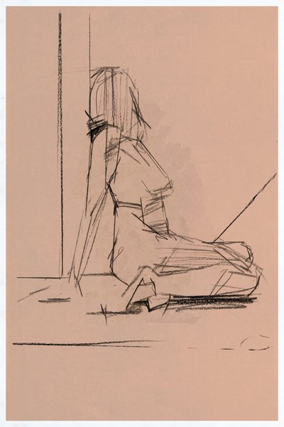 Schizzo di una donna pensierosa da cartissi