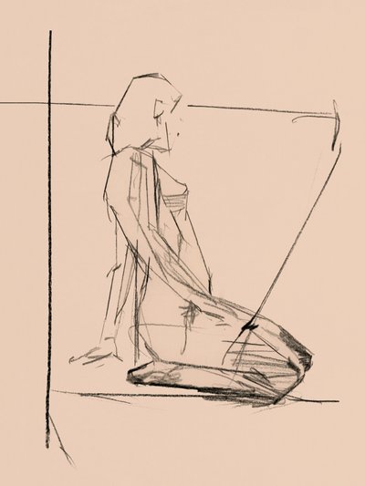 Schizzo di nudo meditativo da cartissi