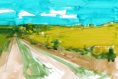 Sentiero immerso nella vivace campagna da cartissi