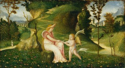 Venere e Cupido in un paesaggio da circle of Giorgione
