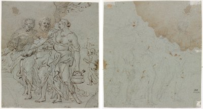 Lot e le Sue Figlie (recto) Schizzo per Lot e le Sue Figlie (verso) da circle of Pietro da Cortona