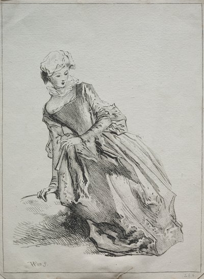 Donna seduta da copy after Jean Antoine Watteau