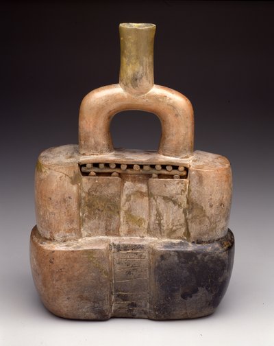 Vaso a becco di staffa a forma di tempio, Orizzonte Antico, c.900-200 a.C. da culture Cupisnique