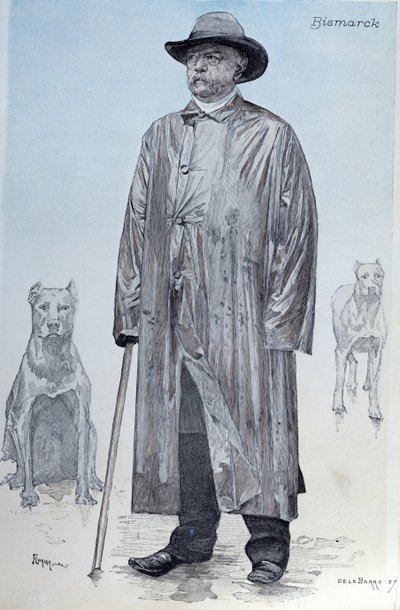 Il cancelliere Bismarck e i suoi cani, illustrazione di copertina da La Revue Illustrée, inciso da Florian, ottobre 1887 da de La Barre