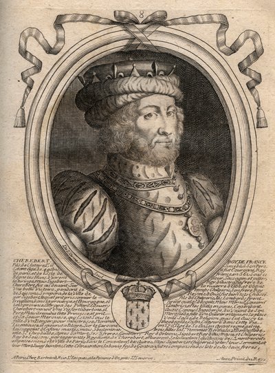 Ritratto di Cariberto, re dei Franchi (561-567) - Cariberto o Chariberto (m.567) Re dei Franchi - incisione da 
