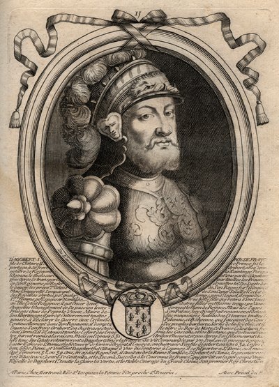 Ritratto di Dagoberto, Re dei Franchi dal 628 al 638 - Dagoberto (605-39) Re dei Franchi - incisione da 