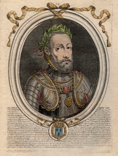 Ritratto di Enrico II (1519-1559) Re di Francia - Enrico II (1519-59), Re di Francia - incisione da 