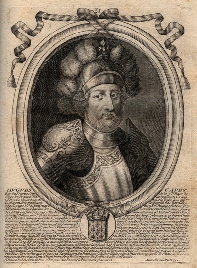 Ritratto di Ugo I Capeto (c. 941 - 996), Duca di Francia e poi Re di Francia - Ritratto di Ugo I Capeto (c.941-996), Re di Francia - incisione da 