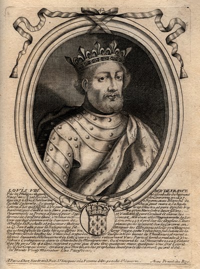 Ritratto di Luigi VIII (1187 - 1226), Re di Francia - Luigi VIII (1187-1226) Re di Francia - incisione da 