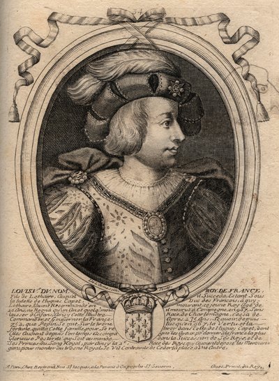 Ritratto di Luigi V il Fannullone (967 - 987), Re di Francia - Luigi V l