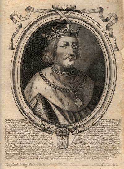 Ritratto di Filippo VI di Valois (1294-1350), re di Francia - incisione da 