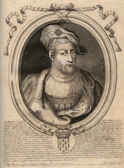 Ritratto di Thierry IV (713-737), re dei Franchi dal 721 al 737 - incisione da 