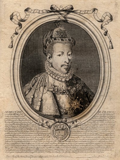 Ritratto del re di Francia Enrico III (1551-1589) - incisione da 