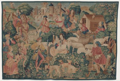 Scene di caccia e pastorali, con una pastorella che tosa da design probably French 16th Century, Paris; woven in southern Netherlands or Paris in an undetermine workshop