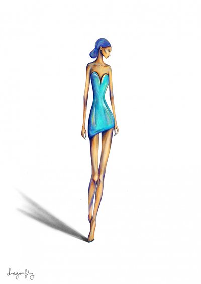 Abito blu elegante da donna da dragonfly