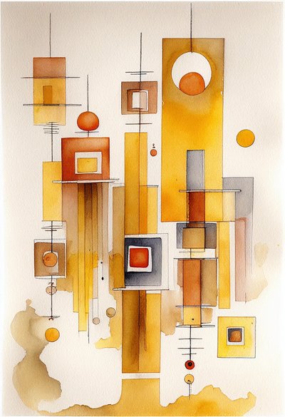 Astratto geometrico ad acquerello da F. Abderrahim
