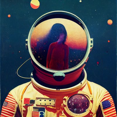 Astronauta astratto nello spazio da F. Abderrahim