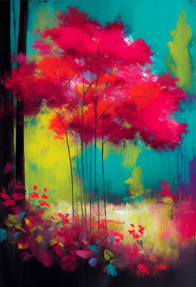 Disegno astratto di piante fiorite in rosa da F. Abderrahim
