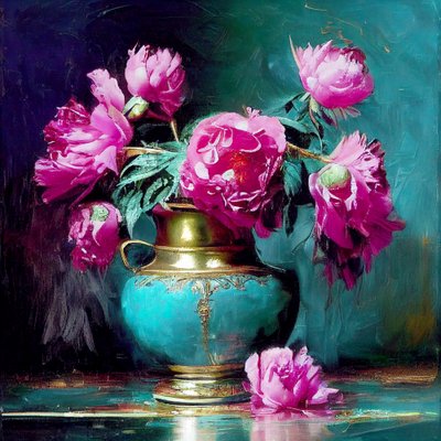 Fiori astratti con rosa intenso da F. Abderrahim