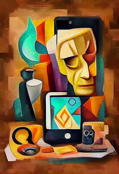 Pittura surrealista astratta, ispirata a Picasso da F. Abderrahim