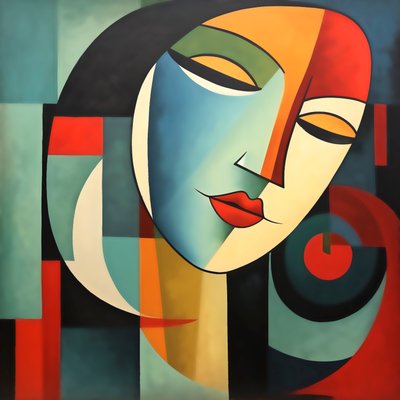 Volto di donna astratto, occhi chiusi da F. Abderrahim