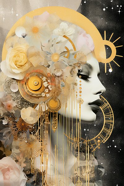 Colorazione oro e pastello nuova luna in vergine da F. Abderrahim
