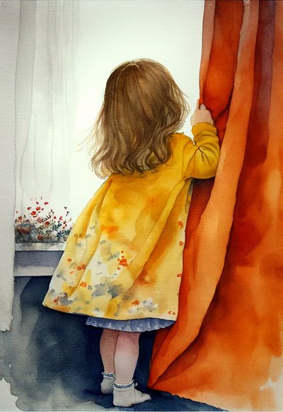 Bambina che gioca a nascondino da F. Abderrahim